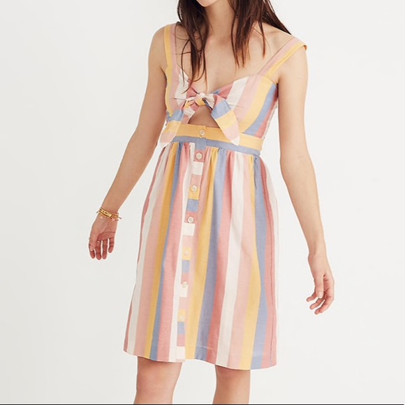 Madewell Dresses & Skirts - Madewell Striped Tie Front Dress F36